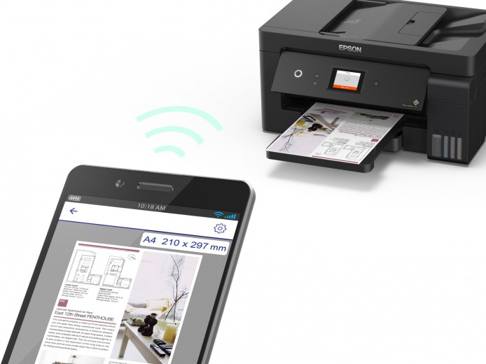 МФУ Epson L14150 (Printer-copier-scaner-fax, A3+, 17/9ppm (Black/Color), 4800x2400 dpi, 64-256g/m2, 1200x2400 scaner/copier,LCD 6.1 cm Wi-Fi