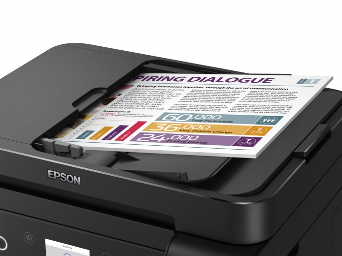 МФУ Epson L6170 (Printer-copier-scaner, A4, 33/20ppm (Black/Color), 64-256g/m2, 4800x1200dpi, 1200×2400 scaner, LCD 6.1 cm, Dublex, ADF, USB, Wi-Fi, L