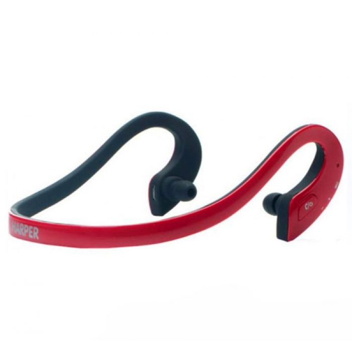 Наушники HARPER НВ-300 red (Bluetooth 4,0, до 10 м, микрофон, регулировка громкости, подходят для занятия спортом)